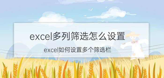 excel多列筛选怎么设置 excel如何设置多个筛选栏？